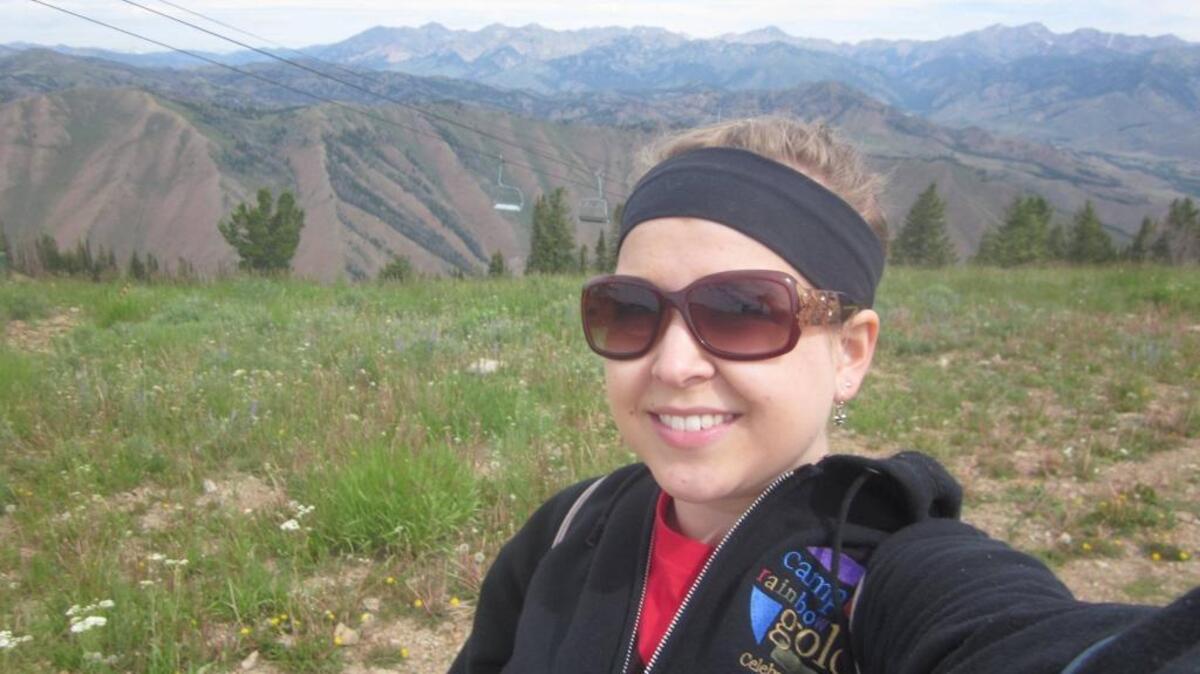 Lindsay Braunwalder took this selfie at Camp Rainbow Gold last year. She now works as a technical writer for a health care company and plans to get her master’s in social work.