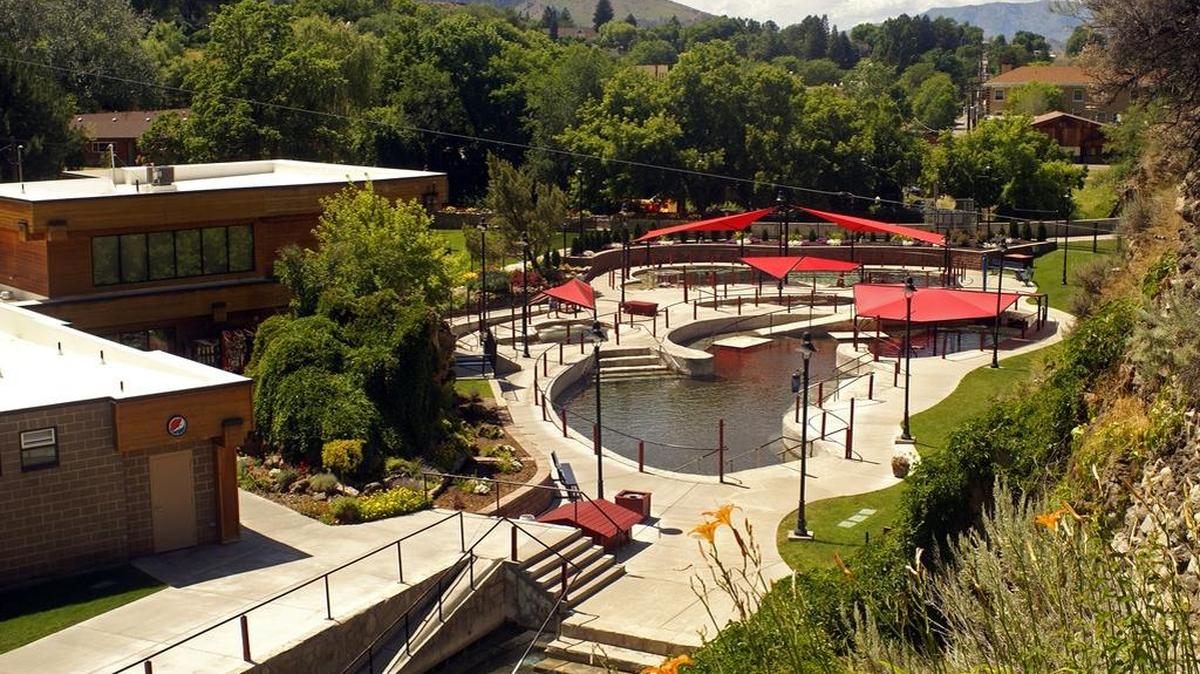 Lava Hot Springs is home to commercial complexes and private resorts.