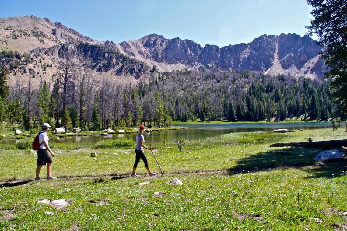 A trail in the Boulder-White Clouds Wilderness goes right past Fourth of July Lake and is an easy hike.