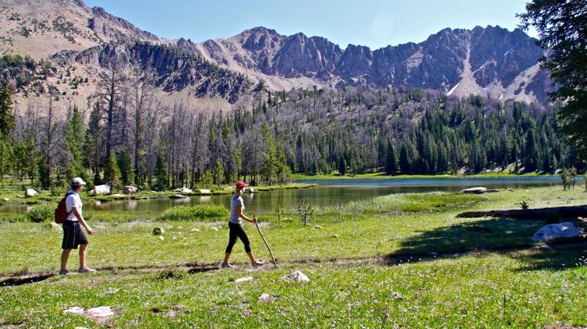 A trail in the Boulder-White Clouds Wilderness goes right past Fourth of July Lake and is an easy hike.