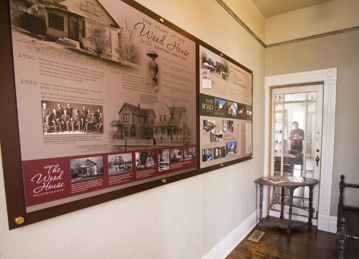The history of the house is important to Rita Sturiale, so a display in the entry by Boise-based Catapult3 Inc. talks about the changes over the years. Sturiale kept some of the home’s original features, like this old glass door.
