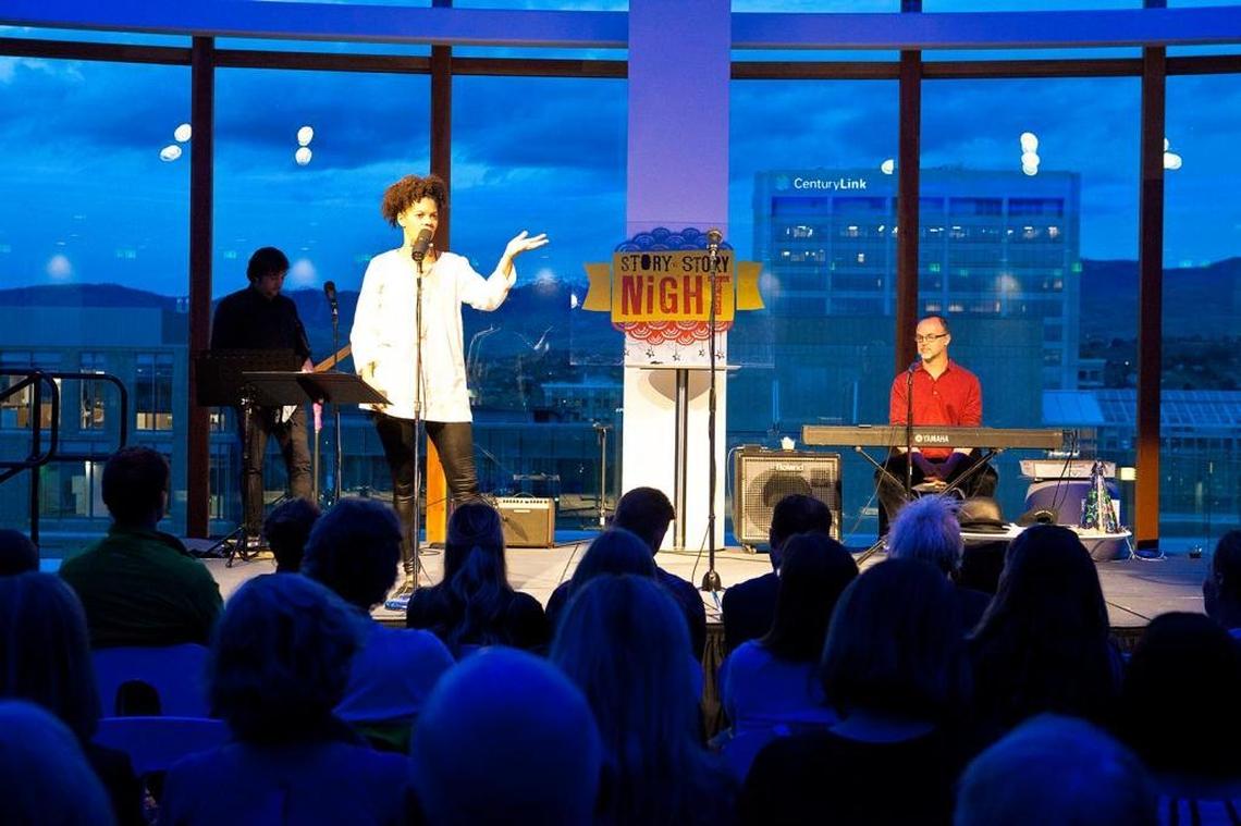 Boise’s Story Story Night performances happened at Jack’s Urban Meeting Place last November through April. It was one of the first large events held in JUMP’s Pioneer Room. Singer Leta Harris Neustaedter and musician Todd Dunnigan opened one of the events.