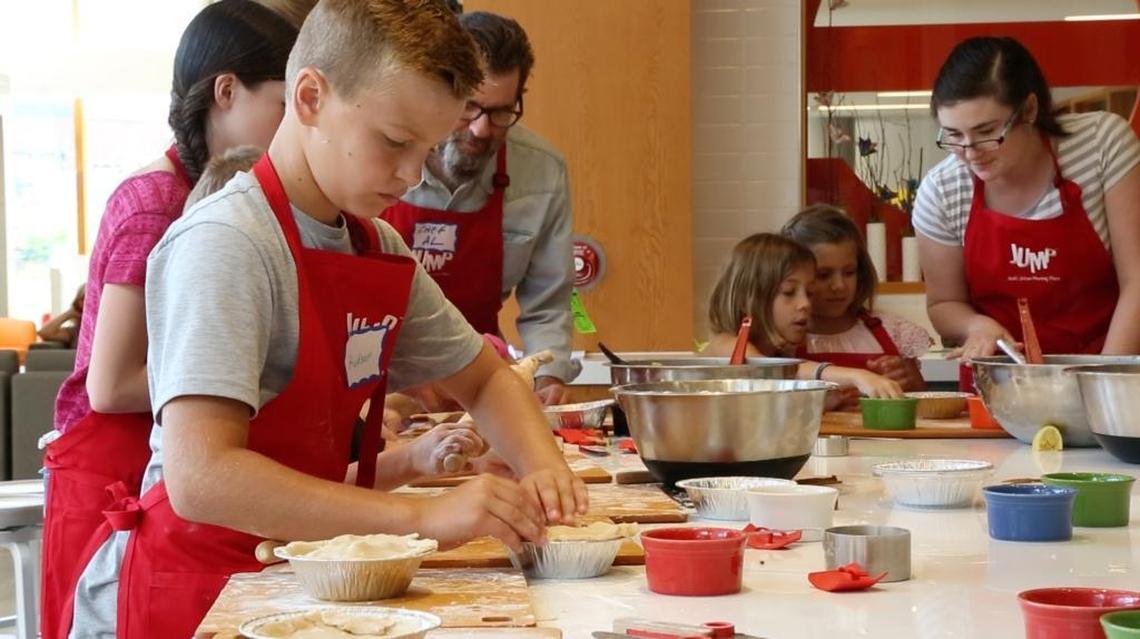 Young chefs learn to make a fresh fruit-pie at the Kids Culinary Institute. Teacher Rochelle Heathcock had the idea and presented it to JUMP. The class meets monthly.