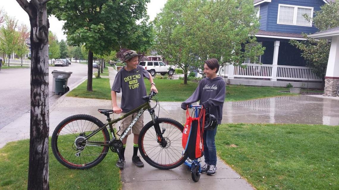 Tyler Williams and Shae Hughes wheeling around Hidden Springs.