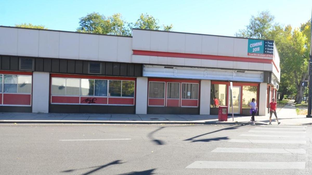 View of the old Baird’s Dry Cleaners building along North 8th Street. The building was demolished in 2019 to make way for a four-story building on the site with ground-level commercial space and condominiums on the three upper floors.