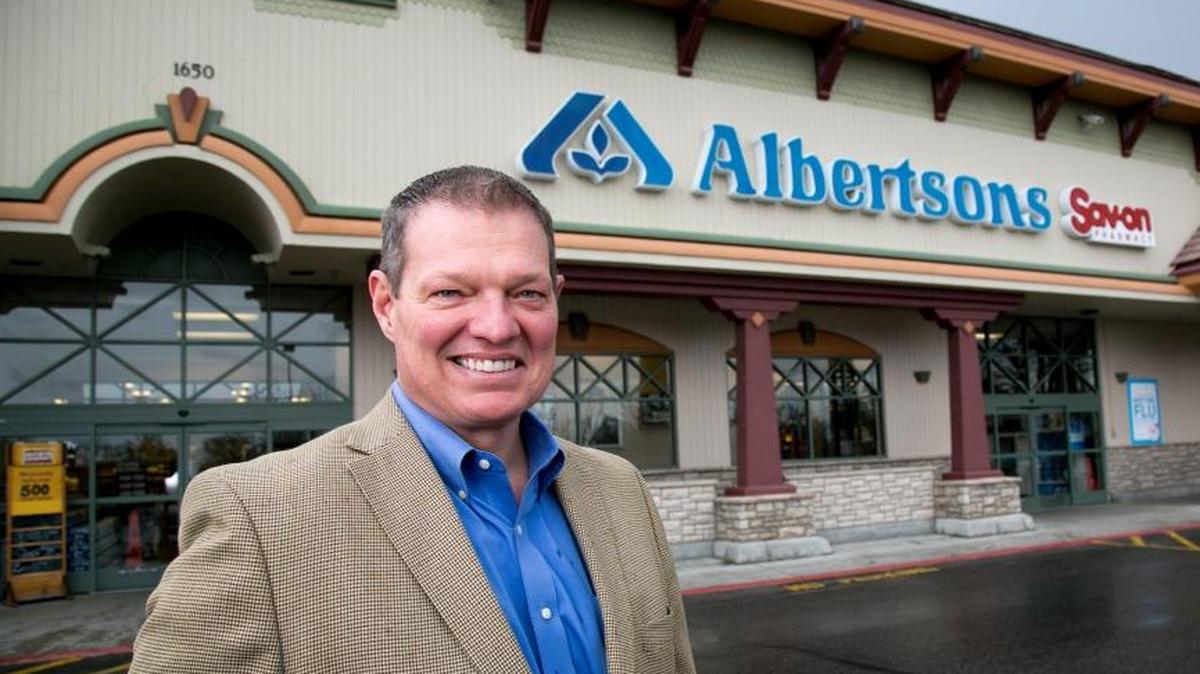 Brad Street, then president of Albertsons’ Intermountain Division, poses in 2016 at the site of the company’s original store at 16th and State streets in Boise. He is leaving Idaho to become president of the company’s larger Northern California Division.