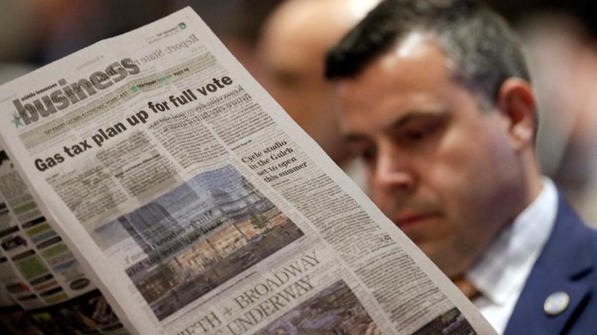 Rising newsprint prices and a trade spat with Canada over paper may force newsprint prices higher and force some daily newspapers to cut publication days or fold, industry leaders say. Tennessee state Rep. Jason Powell, D-Nashville, reads a newspaper in April.