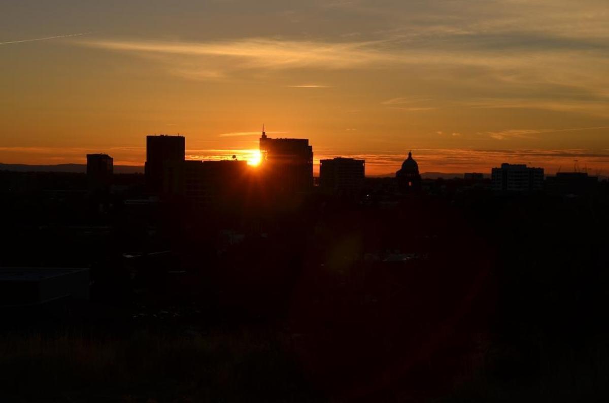 Boise’s skyline at sunset.