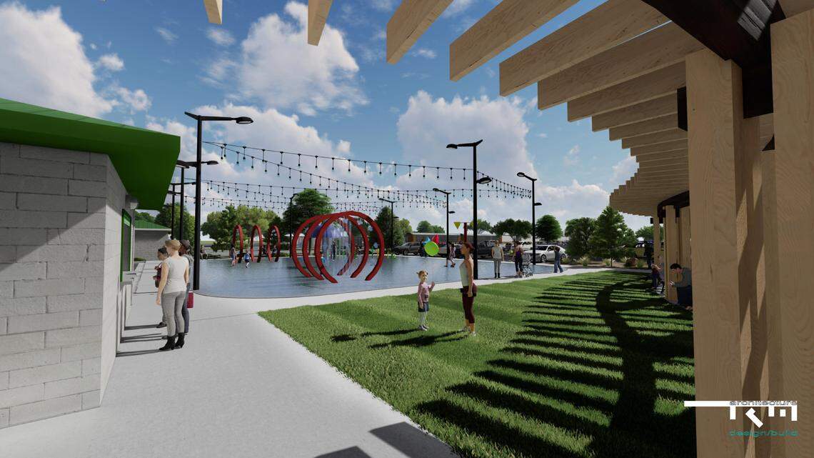 A splash pad is featured in this rendering of an upcoming project at Railroad Park in Mountain Home.