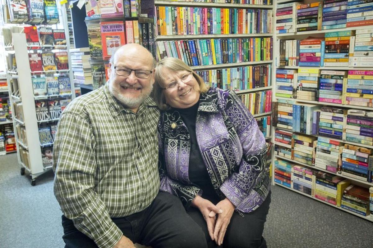 Longtime owners Robb and Laurie Deines are happy that Rainbow Books will stay a used bookstore, as it has been since the 1970s. “People bring books in all day, so it’s like opening presents all day,” Laurie Deines said. “I love books.”