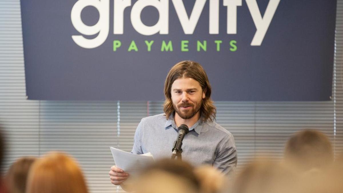 Dan Price, chief executive of Gravity Payments, at his April 2015 announcement of a $70,000 minimum wage for employees.