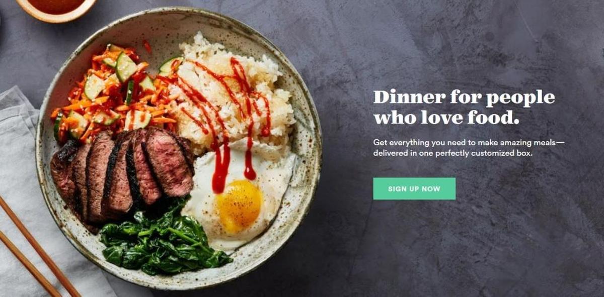 Screenshot of Plated’s homepage (www.plated.com).