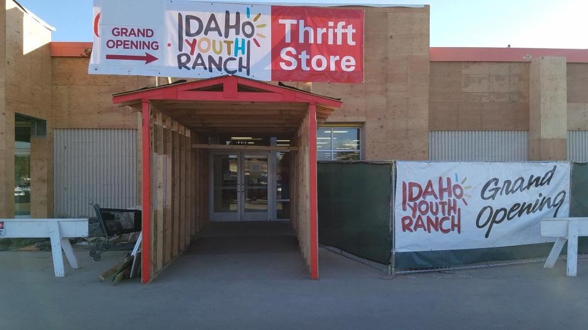 The new Idaho Youth Ranch store entrance in the former Kmart, where renovation is underway.