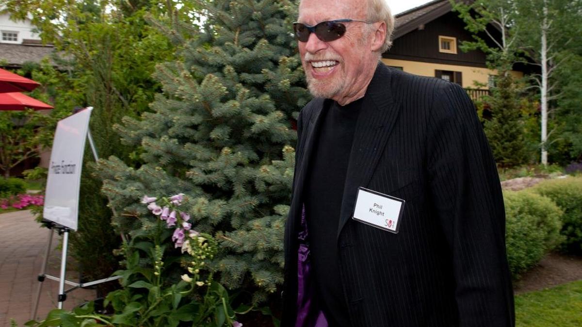 Phil Knight, co-founder and chairman of Nike, Inc., heads to a session at the Sun Valley Inn for the 2011 Allen and Co. Sun Valley Conference.