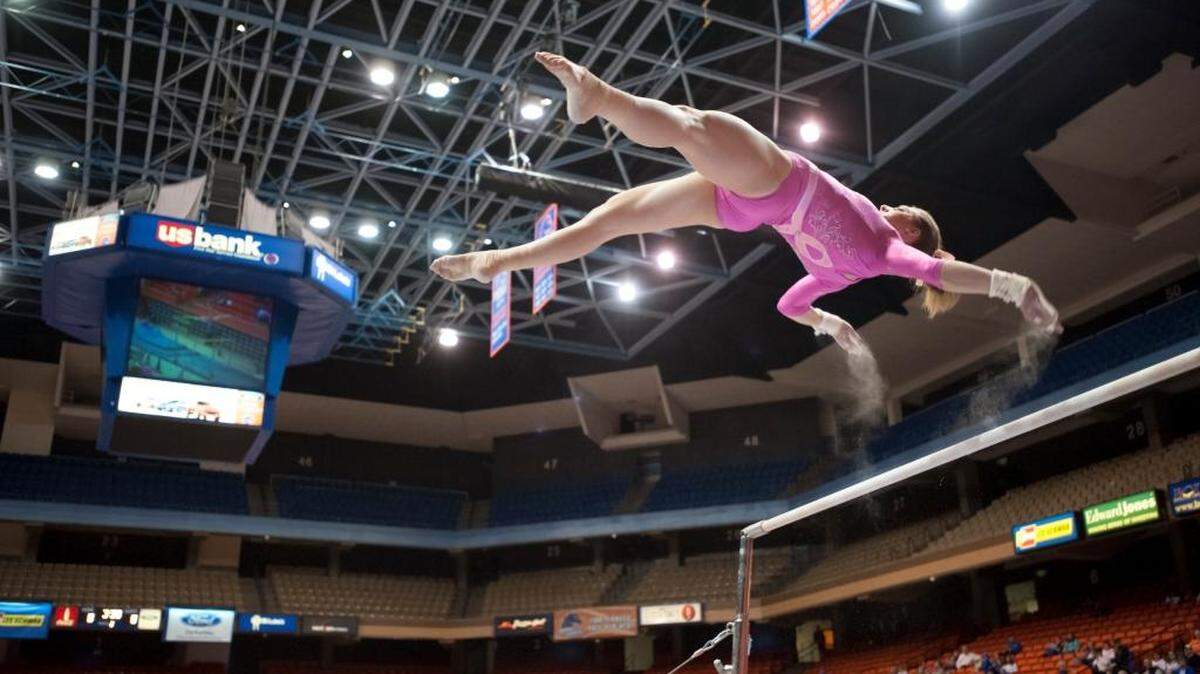 Boise State gymnasts compete against a team from San Jose State.