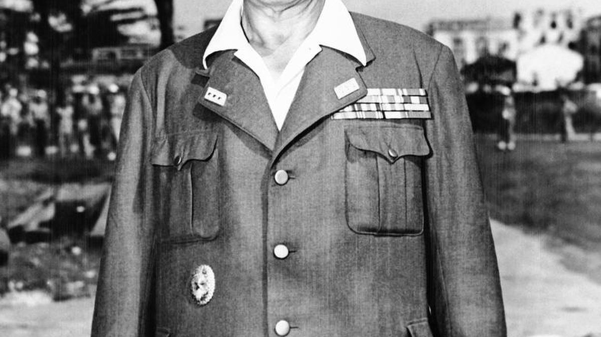 Gen. Tomoyuki Yamashita, former commander of all Japanese forces on the Philippines and said to be responsible for the Bataan death march, as he appeared on his arrival in Manila, October 13, 1945, where he was arraigned as a war criminal.