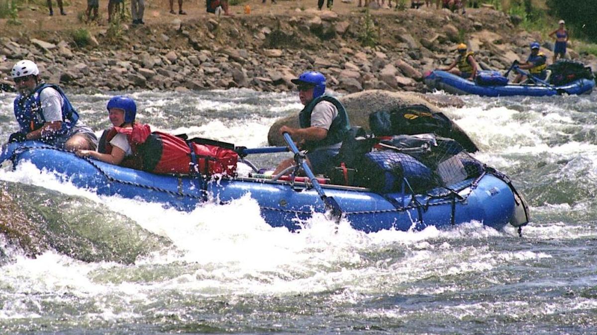 Rafting through Haystack Rapids on the Middle Fork of the Salmon River. Because of its rapids, the river is one of the most popular in the country.