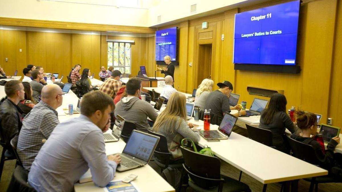 University of Idaho College of Law students attend an afternoon class at the Idaho Law and Justice Learning Center in Boise.