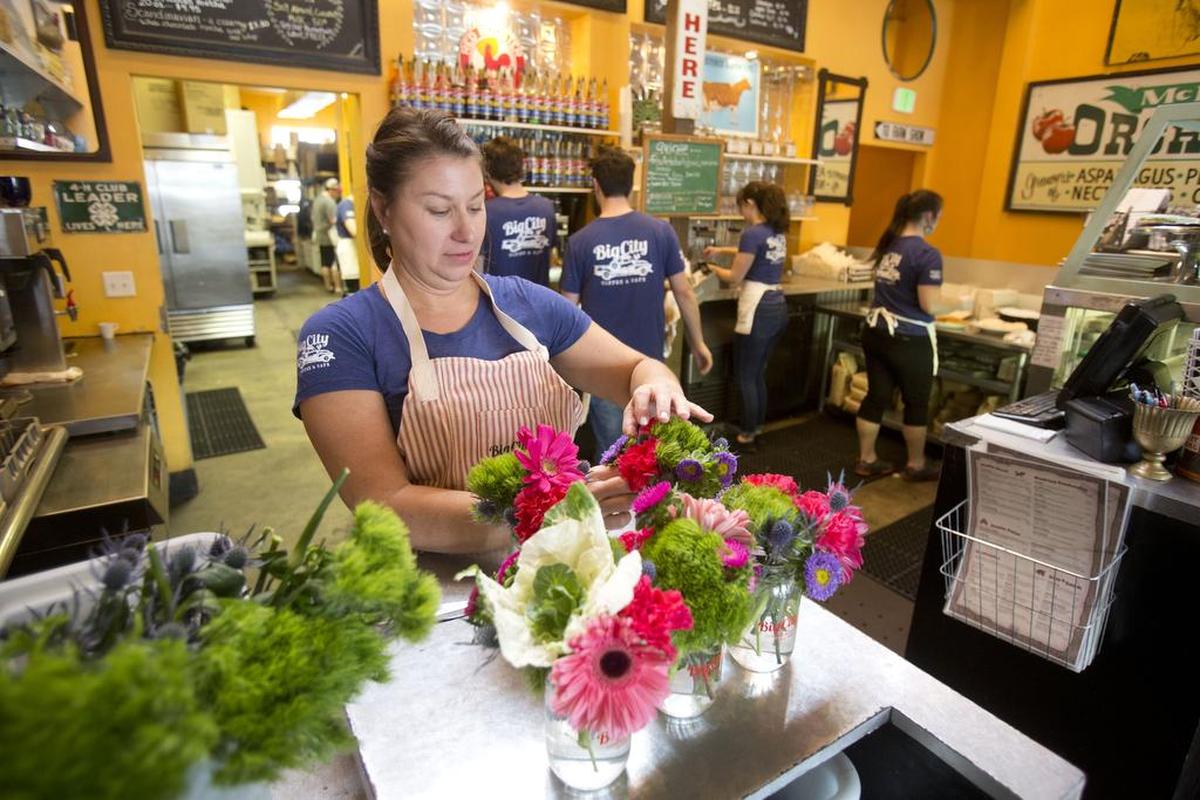 Big City Coffee owner Sarah Fendley in her shop at 1416 W Grove St. in 2016.
