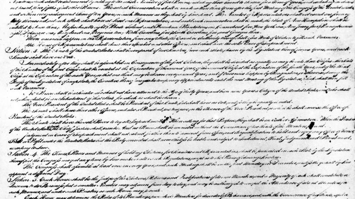 A copy of the U.S. Constitution printed on Ben Franklin’s printing press.