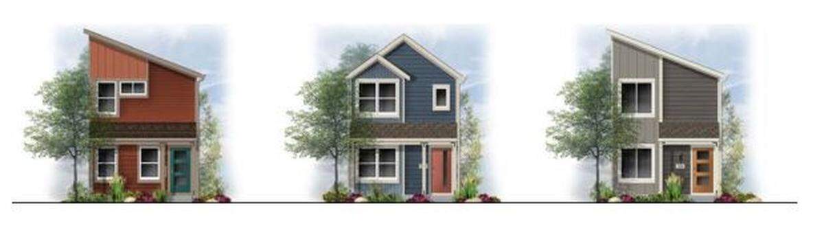 Rendering of three of the eight homes planned as part of a planned unit development at 11160 W. Ustick Road.