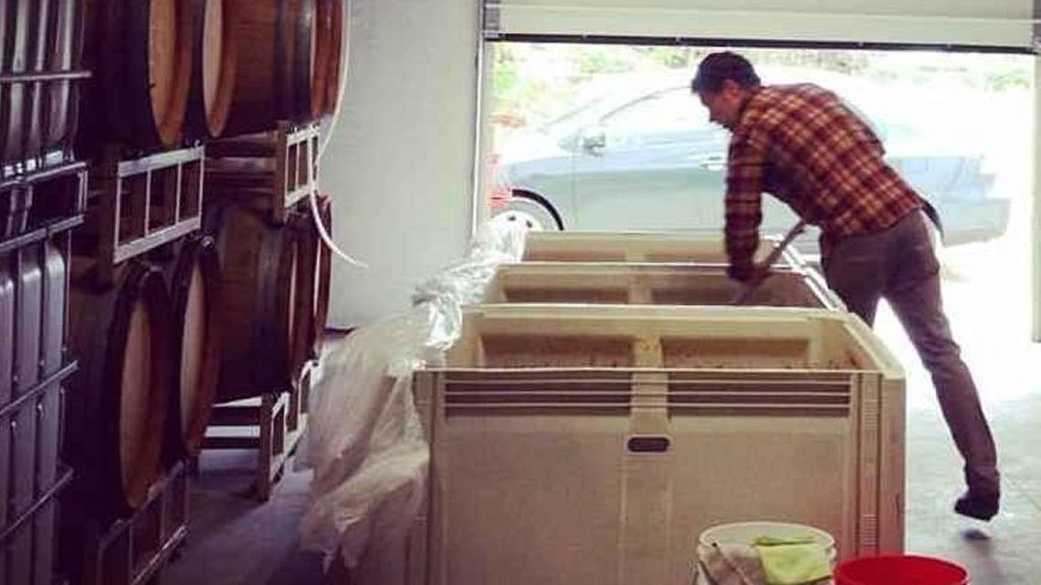 Par Terre winemaker Travis Walker started making wine in his garage and basement. Now he makes wine in a 1,300-square-foot work space and tasting room in Garden City.