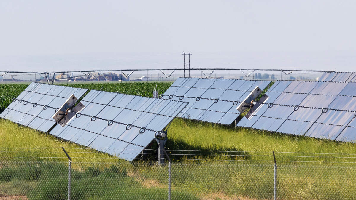 Solar panels seen near the highway between Boise and Mountain Home.