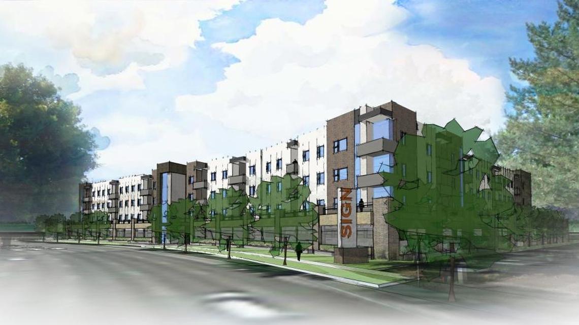 An artist’s rendering of the proposed Park Place development, a new project from Gardner Co. The design may change.