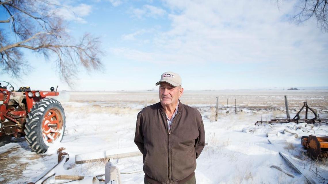 Shirrel Silvester on his land on the Salmon tract in Twin Falls, which he has farmed for 45 years.
