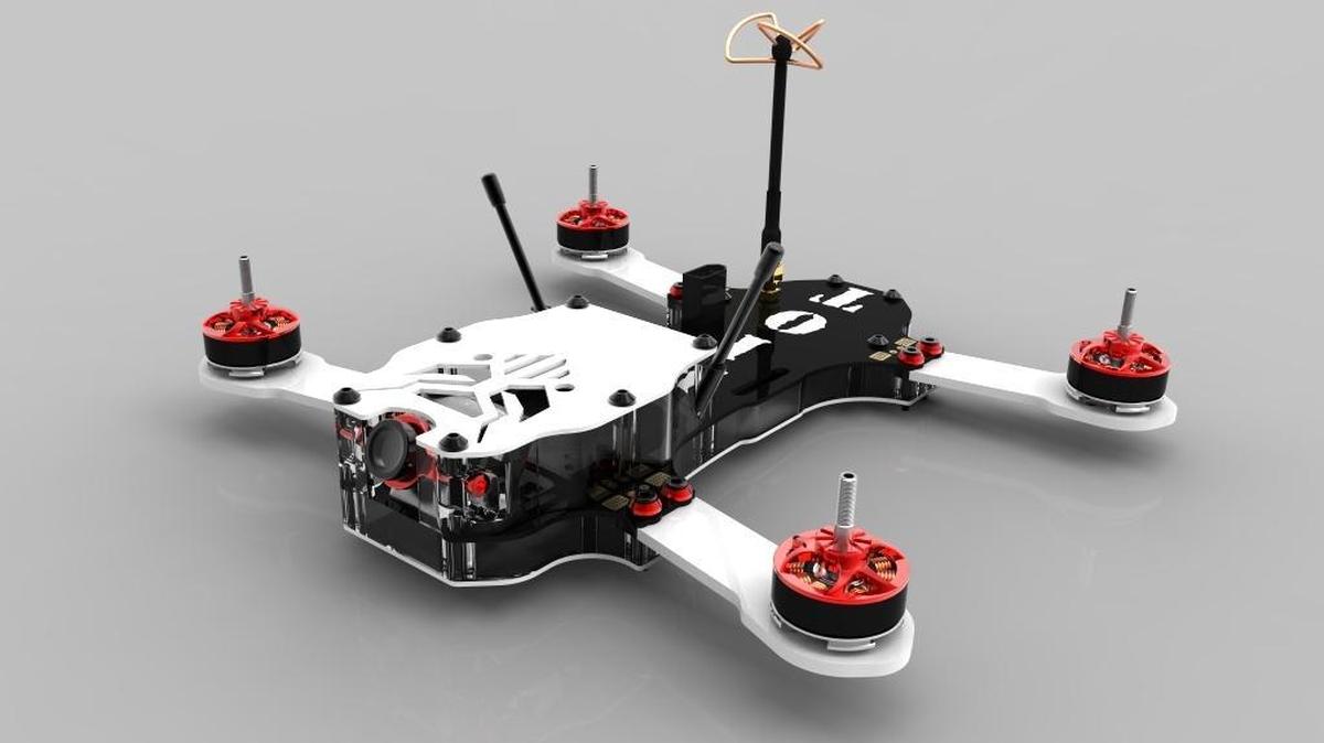 Thrust UAV’s lightweight Riot model is built for racing, including a camera mount.