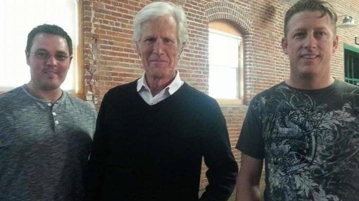 Emmett investor Michael Way, left, Dateline NBC correspondent Keith Morrison, center, and Powerhouse Event Center operator Jeffrey Jerome, right, inside the Boise event center. Dateline NBC rented the building in 2014 to conduct interviews for an episode about a Canyon County murder case.