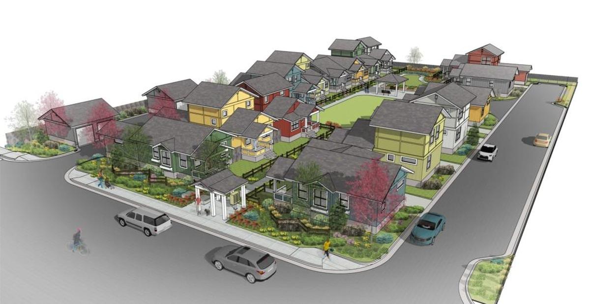 The 40th Street Cottages under construction in Garden City by NeighborWorks Boise will include 15 homes and a central garden. The first phase, 10 houses along a block off North Adams Street and two blocks from the Boise River, are expected to be completed this fall.