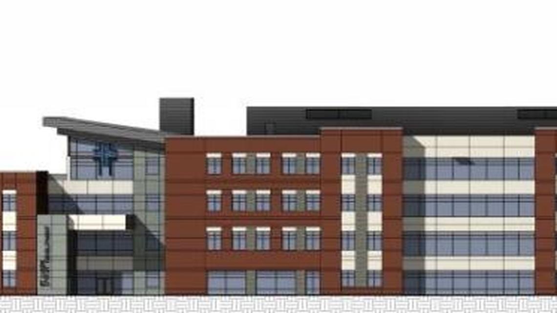 St. Luke’s has filed an application to build a hospital at Fairview Avenue and 27th Street that would focus on orthopedic care. This would be the view from the north side of the building.