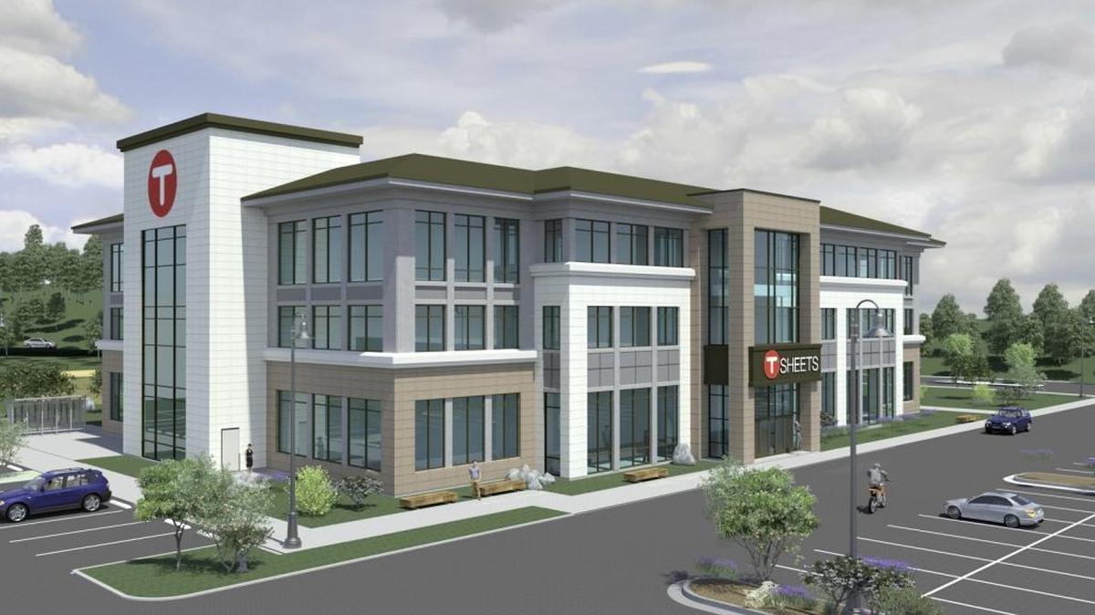 The new TSheets headquarters, as shown in this artist’s rendering, was designed by BRS Architects and Boise and is being built by Nampa-based Radix Construction. Hawkins Cos. developed the 25-acre The Bridges at Lakemoor.
