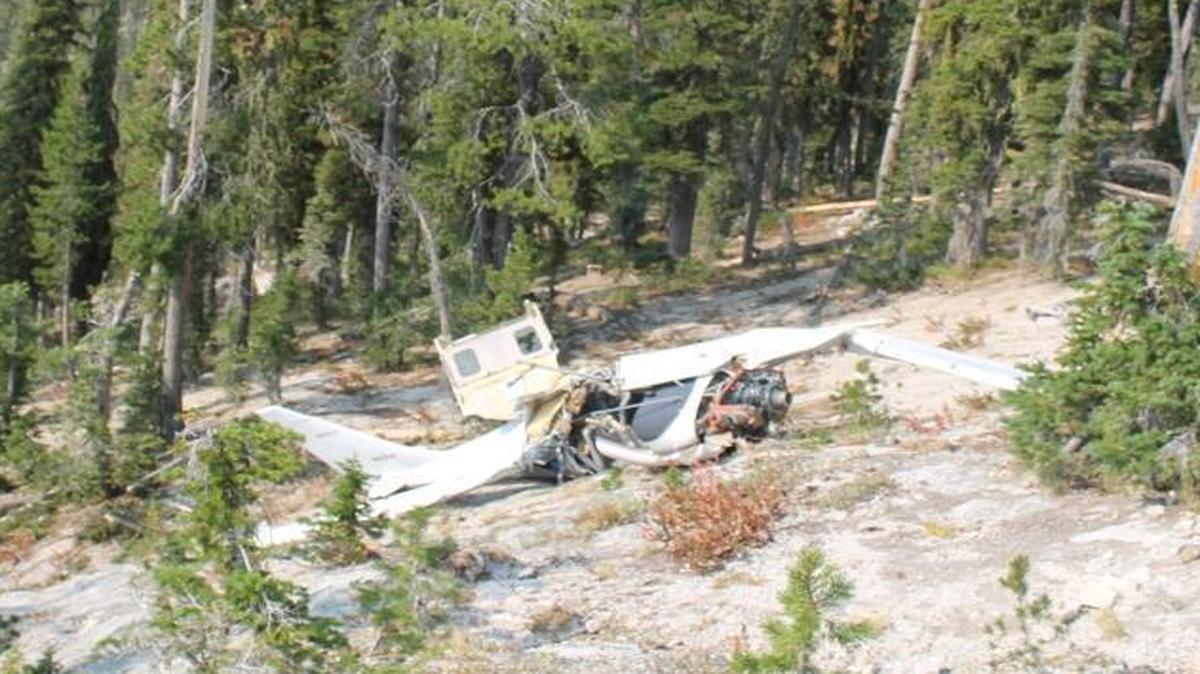 A view of the crashed airplane.