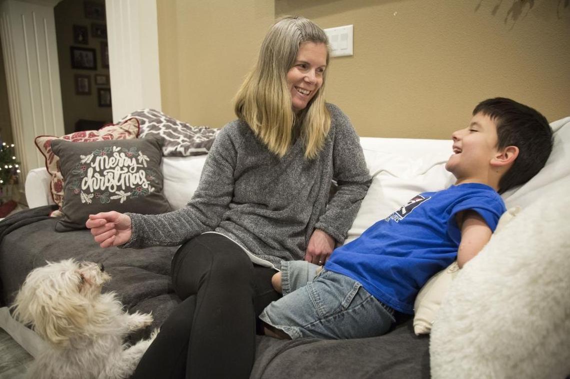 Bowen Toomey discusses what he would like from Santa with his mother, Devon Toomey. The two send a lot of time together as Toomey is home-schooling her son.