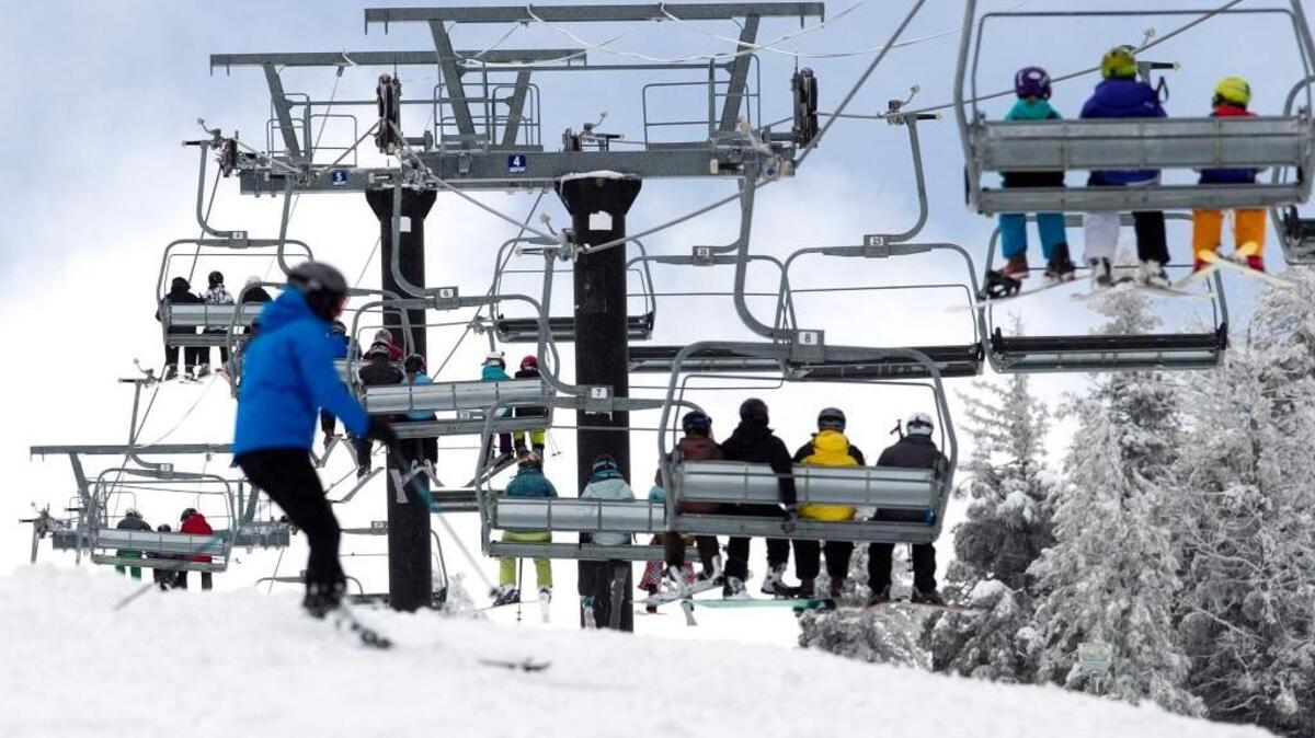 Skiers make their way up Bogus Basin on the Deer Point Express lift during a past ski season. Bogus, the iconic Boise ski resort, celebrates its 75th anniversary on Sunday.