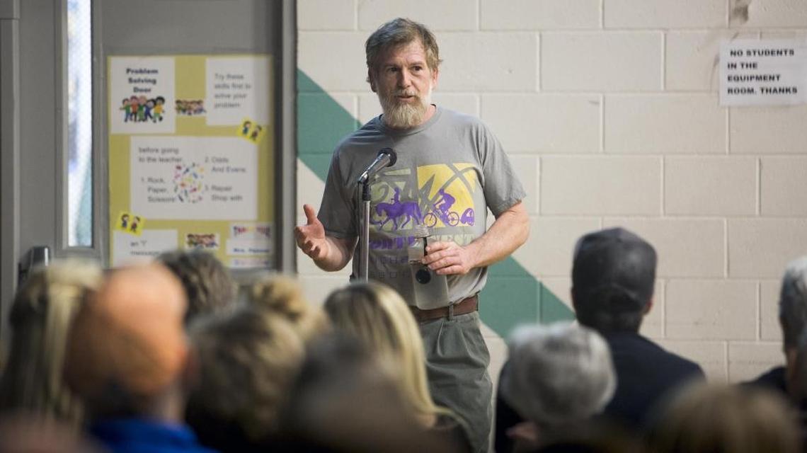 Richard Llewellyn leads a conversation with residents at a meeting of the North West Neighborhood Association of Boise at Shadow Hills Elementary School on Tuesday. He said it’s time to push back against overdevelopment and vanishing open spaces as Boise grows. Llewellyn’s family owns farmland in the area and has lived there since the 1950s.