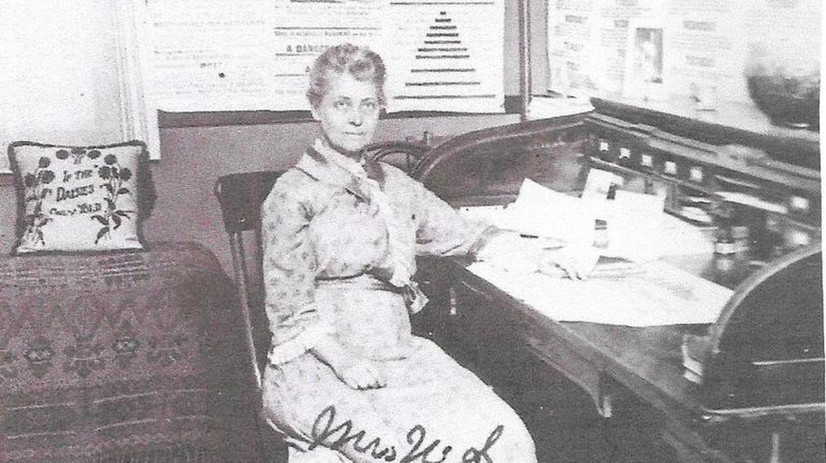 Nettie Chipp was W.C.T.U. president in 1916 when photographed in her Boise office.