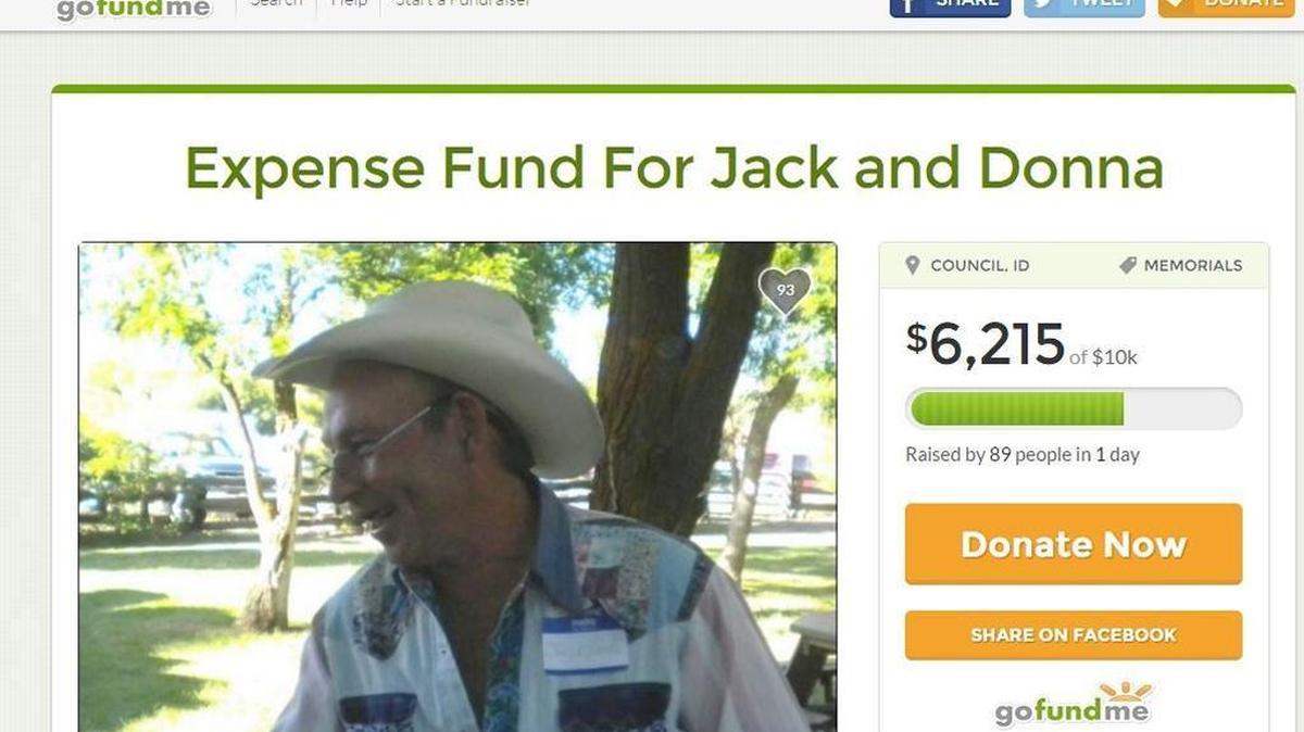 A screenshot of the GoFundMe page for Jack and Donna Yantis.