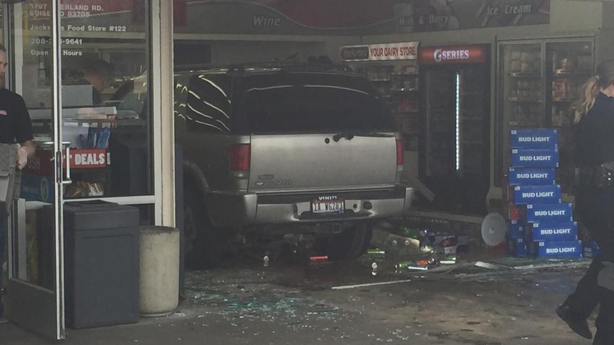 This vehicle crashed into a gas station at the corner of Overland and Curtis Road on Friday.