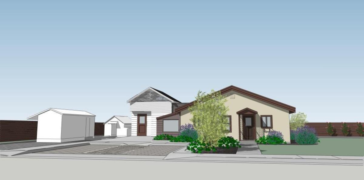 This rendering shows what the Castle homesite will look like from its front entrance on Eugene Street.