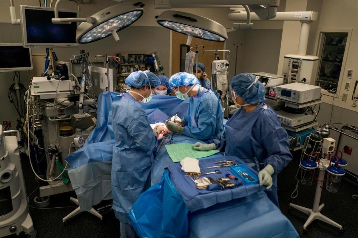 Stiller performs a double mastectomy as part of a sex reassignment at Gritman Medical Center in Moscow.