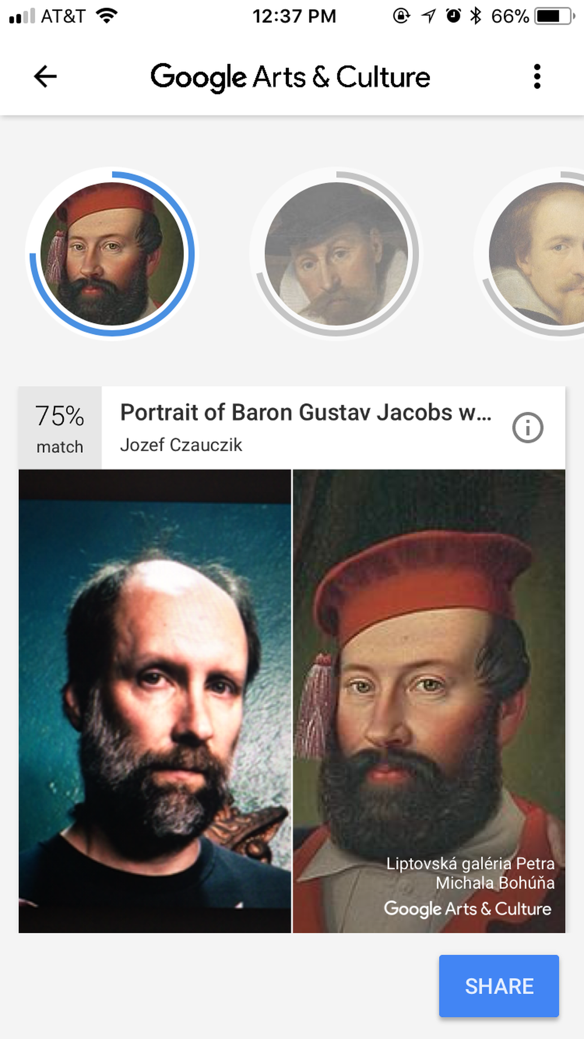 Doug Martsch, vocalist of Built to Spill, shares a similar beard and profile with Baron Gustav Jacobs, as painted by Jozef Czauczik.
