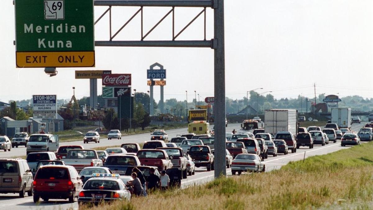 Heavy traffic on Interstate 84.