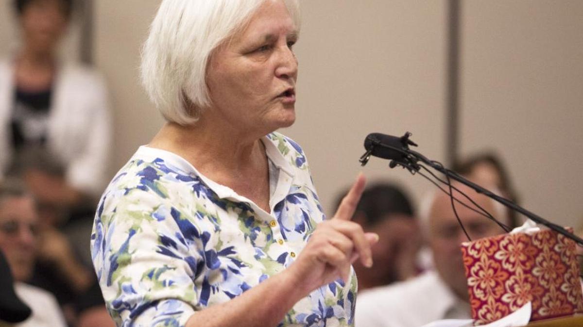 Twin Falls resident Vicky Davis addresses Council members one by one during their meetingMonday evening at their chambers in downtown Twin Falls. Davis is a leading local opponent to refugee resettlement.