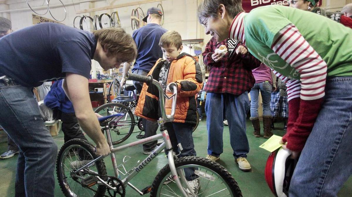 Boise Bicycle Project, pictured here during a past bike giveaway, is a longtime participant in Idaho Gives, a day of online giving hosted by the Idaho Nonprofit Center.