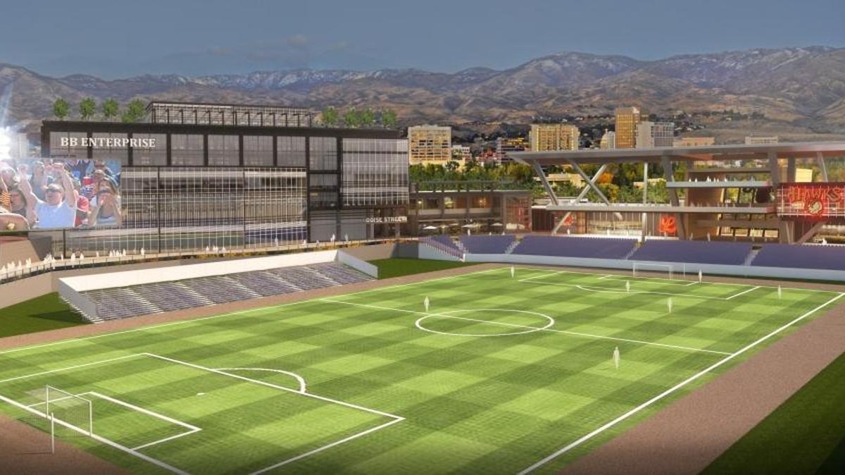 A rendering of what a Downtown Boise multi-use stadium might look like.