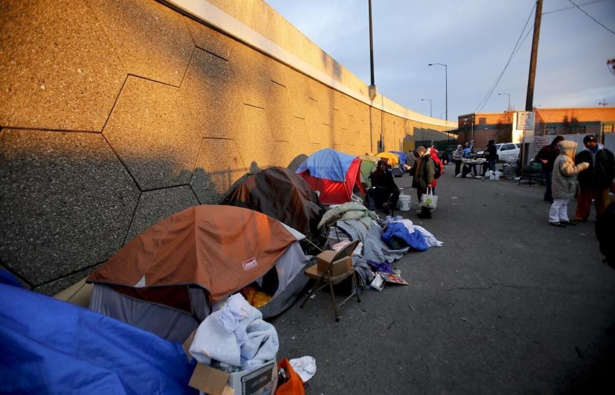 The homeless encampment called Cooper Court in late November 2015. The encampment was behind the Interfaith Sanctuary homeless shelter, between the I-184 Connector and River Street.