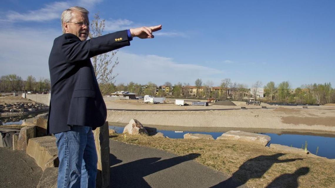 Boise Parks and Recreation Director Doug Holloway describes some of the key features of Esther Simplot Park, a 55-acre park featuring several large ponds next to Boise River Park, a whitewater recreation area.